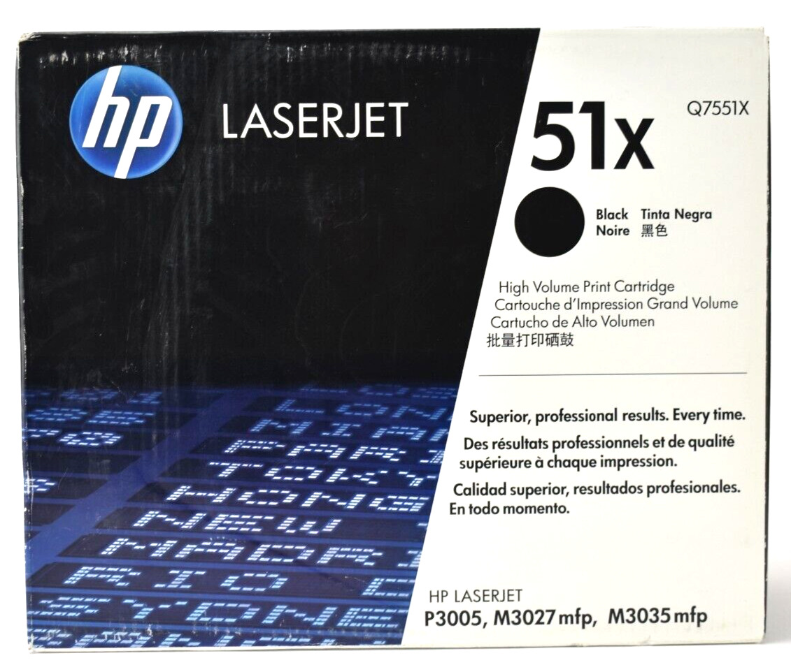 NEW Factory Sealed Genuine HP 51X Q7551X Black Toner Cartridge