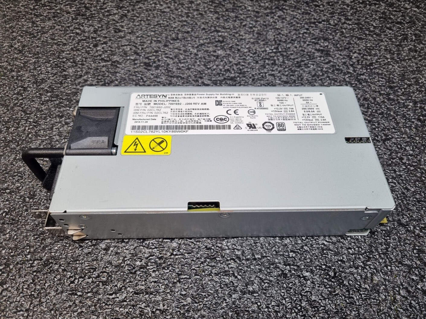 02CL762 7001692-J202 - IBM 1400W AC Power Supply - IBM S924 PART
