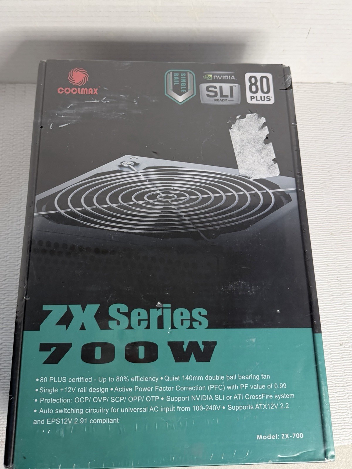 NEW Coolmax ZX-Series 700W 80 Plus Nvidia SLI ready Power Supply Sealed