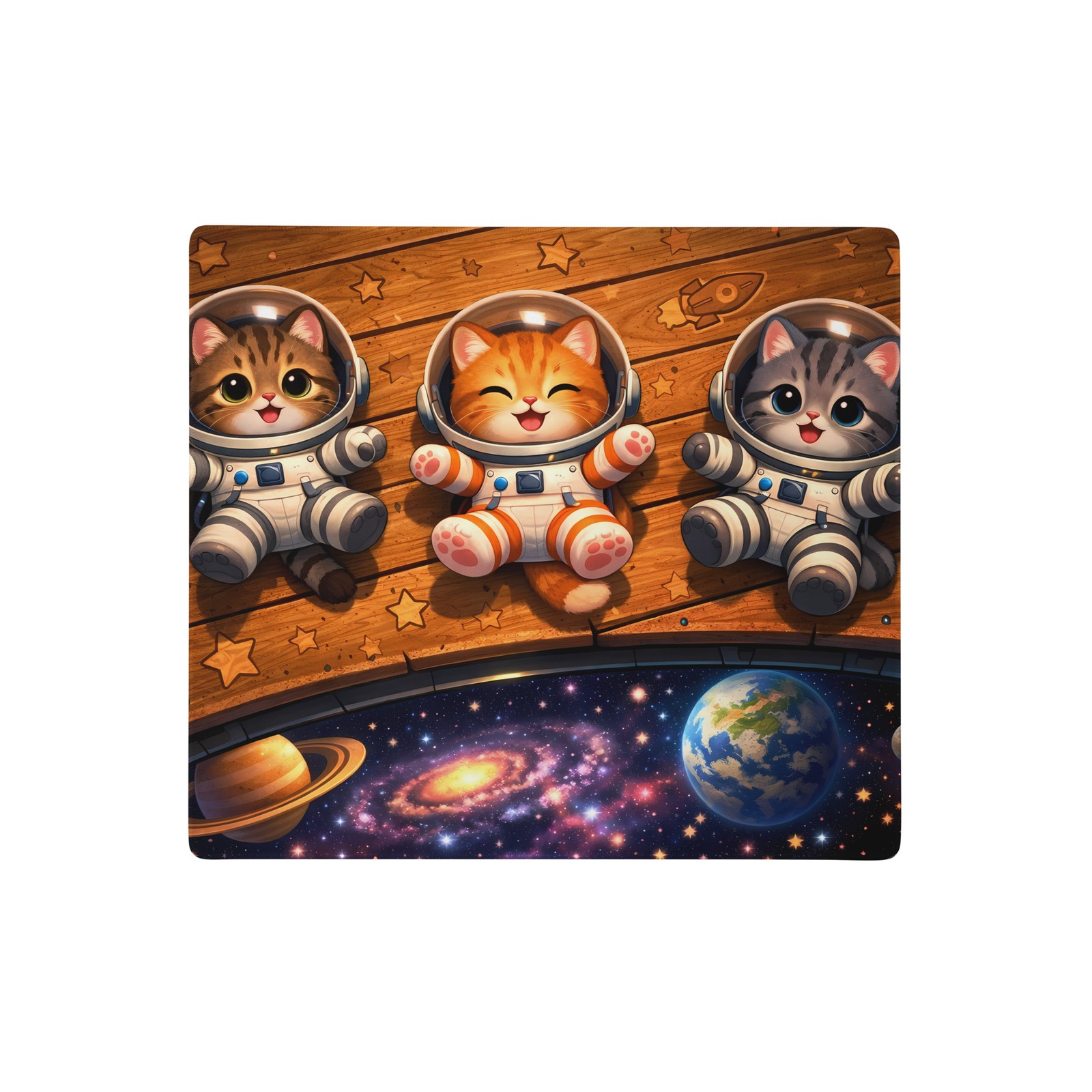 Kawaii Astronaut Cats Space Galaxy Gaming Mouse Pad Desk Mat Non-Slip Art