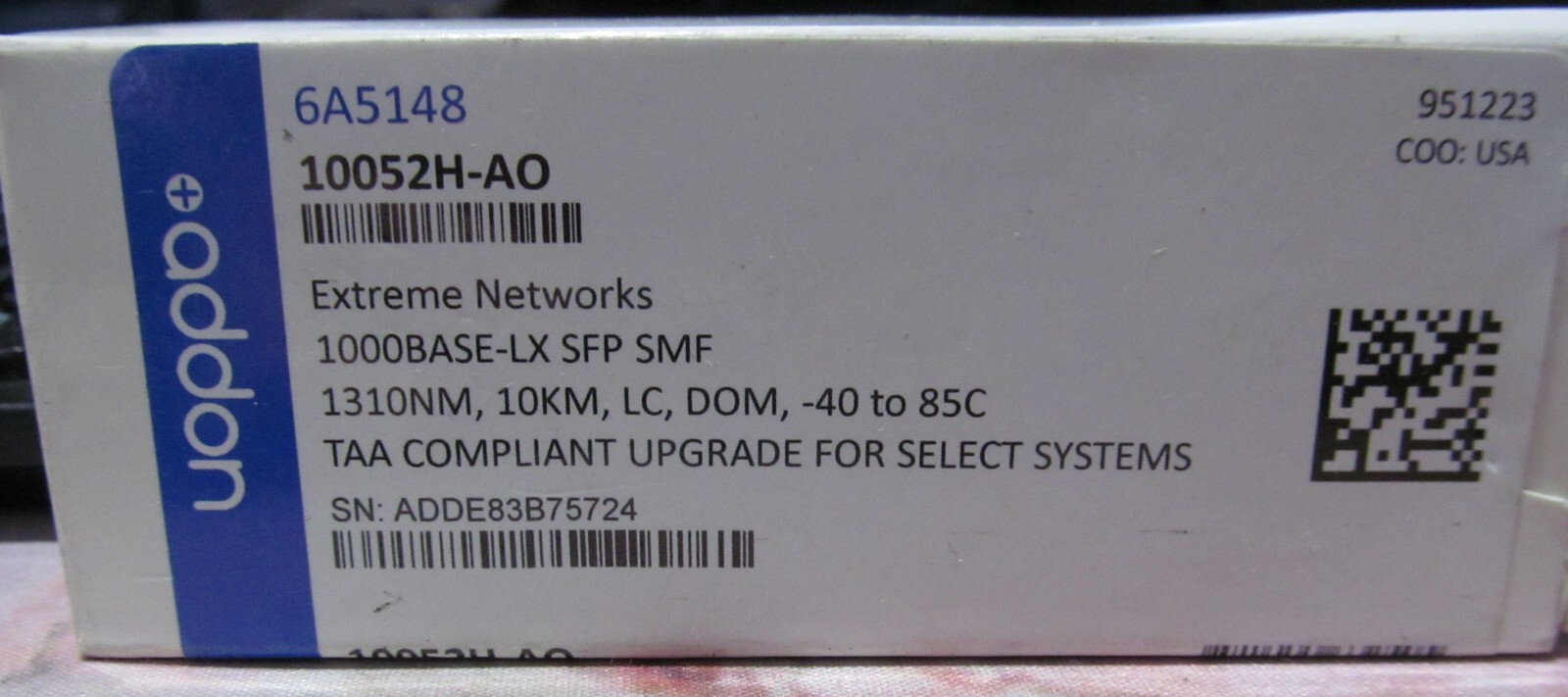 NEW AddOn Extreme Networks 10052H Compatible TAA Compliant 1000Base-LX SFP SMF