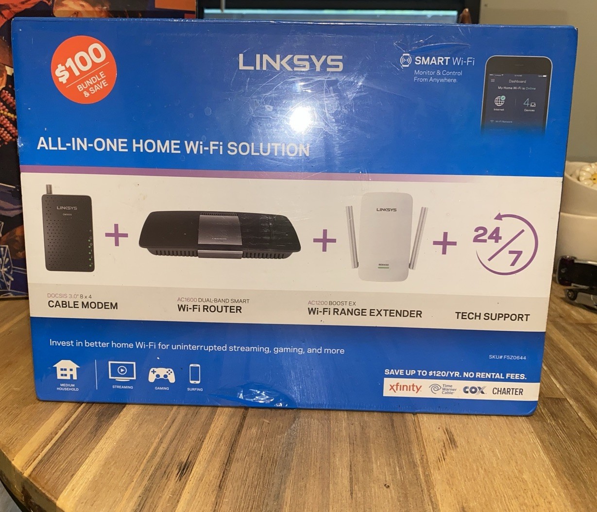 Linksys EA6400, RE6400, CM3008 Black All-In-One Home Wi-Fi Solution  F5Z0644