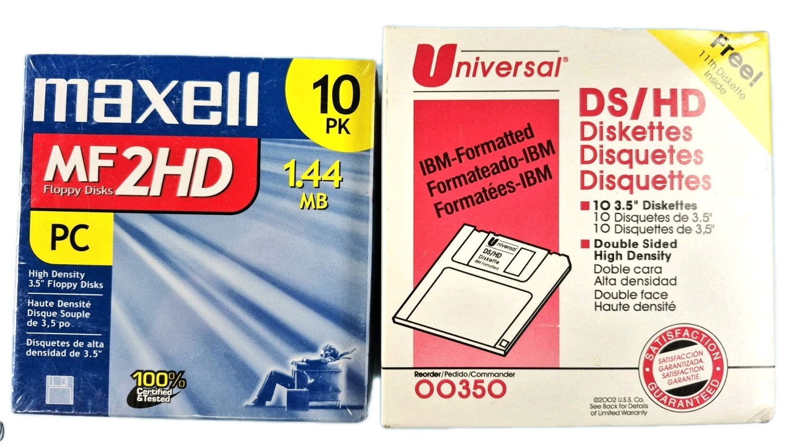 3.5 Inch Maxwell 2HD 1.44mb & Universal HD Double Sided Floppy Disk Lot Of 19