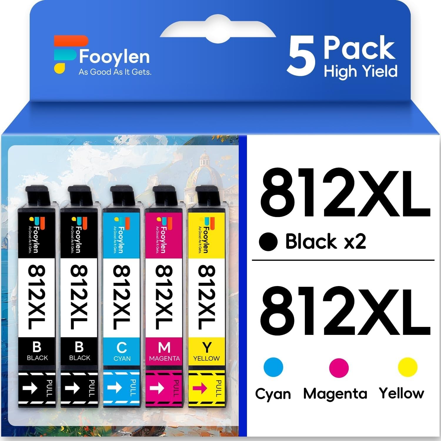 5 PACK 812XL Ink Cartridges For Epson WorkForce WF-7840 WF-7820 WF-7310 EC-C7000