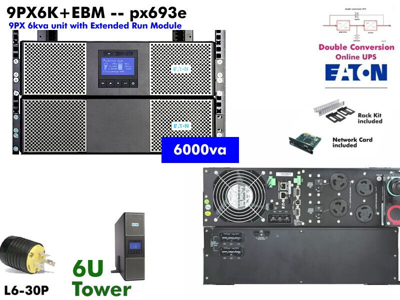 Refurb~ Eaton 9PX6KXR UPS 6000va 208v 240v Online w/XRpack #NewBatt&Warranty