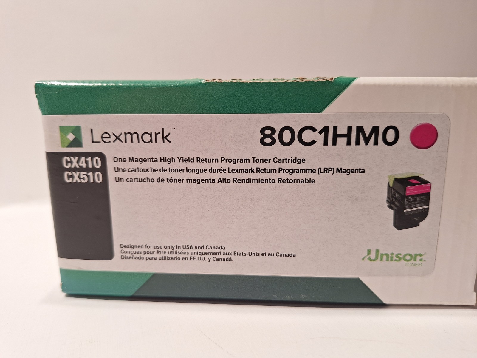 Lexmark 80C1HM0 High Yield Return Program Toner Cartridge Magenta. New