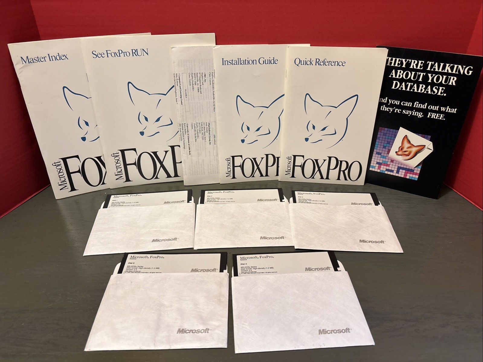 Microsoft FoxPro 2.0 for MS-DOS Box Set, 3.5 Floppy Disks with Books,Circa 89-92