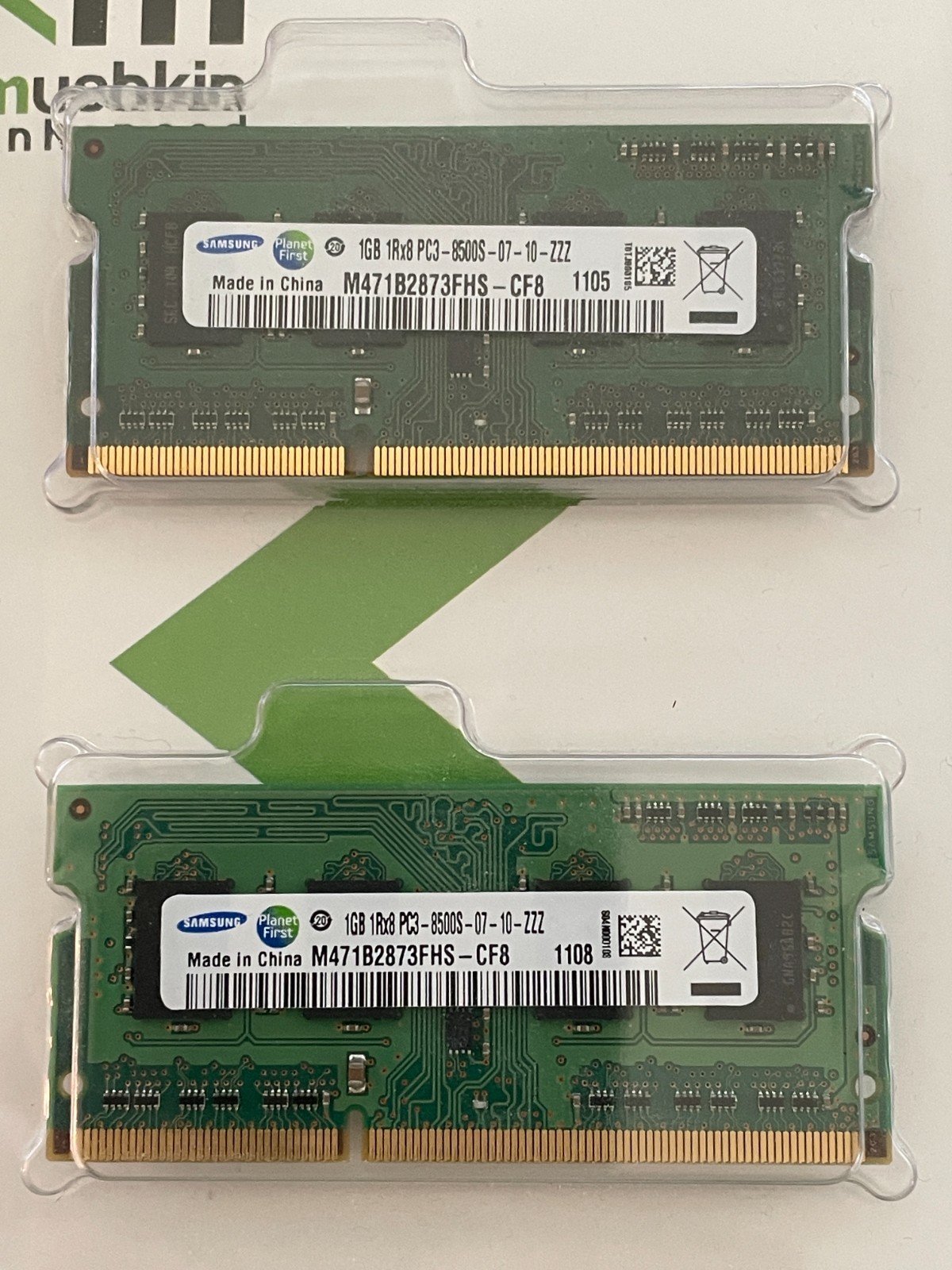 Pair of Samsung 1GB DDR3-1066 PC3-8500S SDRAM Memory M471B2873FHS-CF8