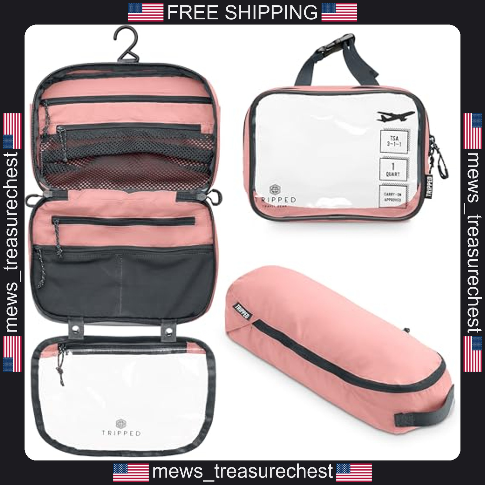Travel Toiletry Bag Set 3-Piece for Men and Women Nylon Waterproof