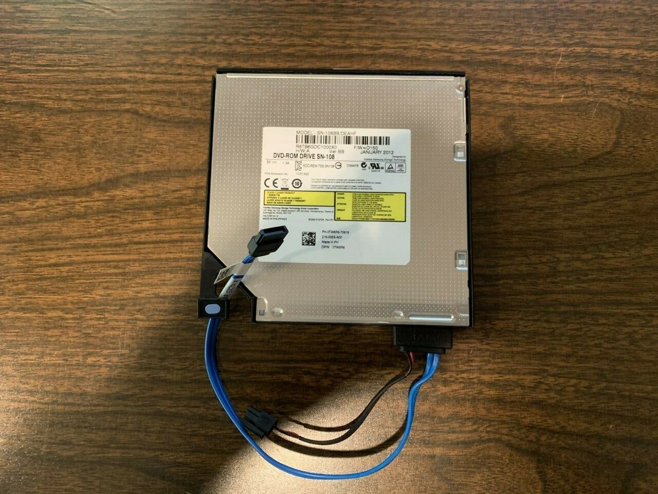 Toshiba Samsung Dell DVD-ROM SN-108 TWXR6 WD89C J1W66 4RPC4 Optical Drive w/Cabl
