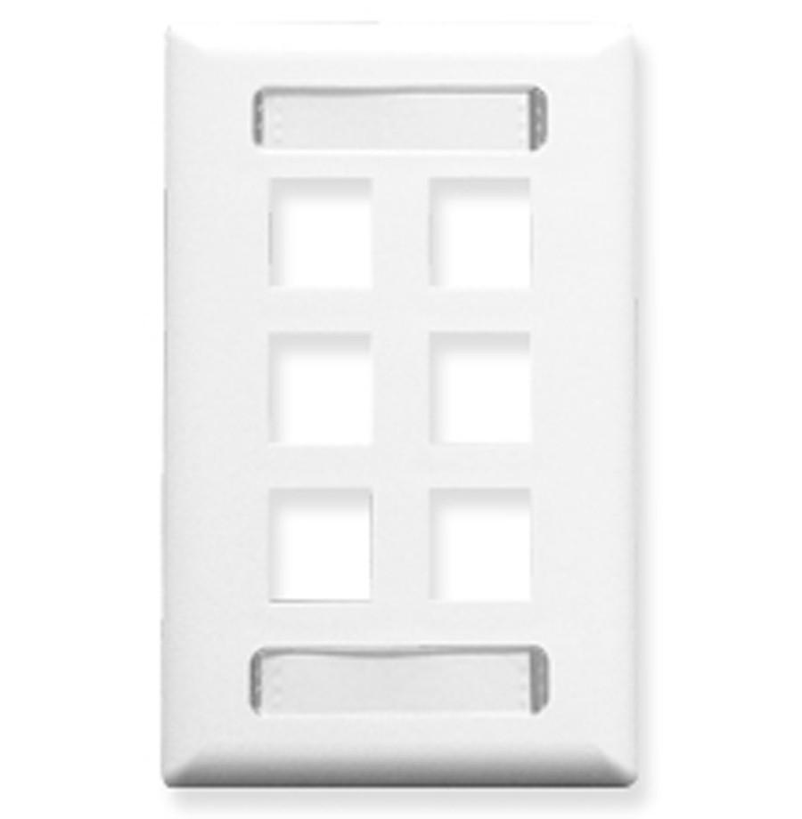 ICC FACEPLATE ID 1-GANG 6-PORT WHITE IC107S06WH UPC 633758016162
