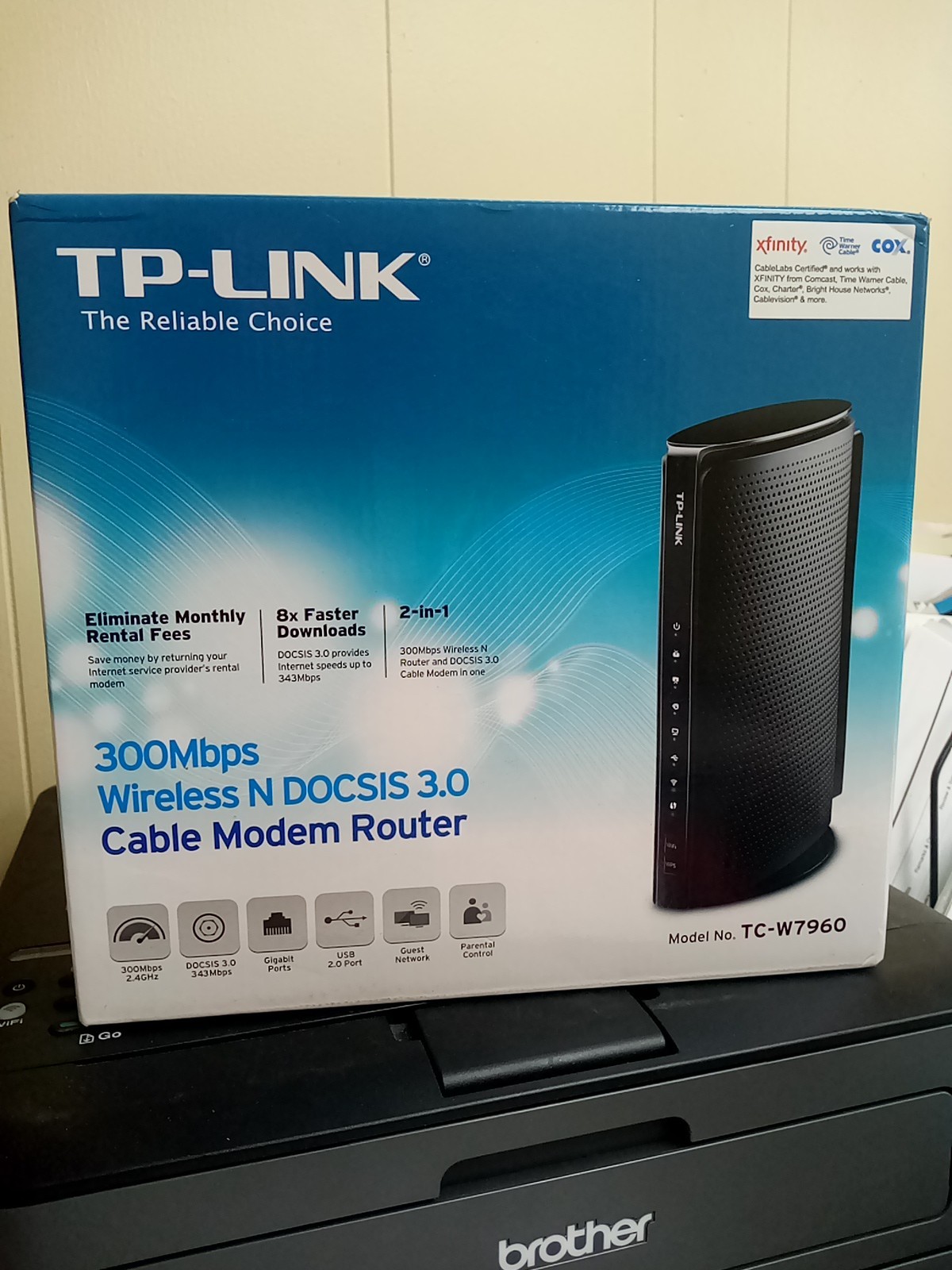 TP-Link TC-W7960 300Mpbs Wireless N DOCSIS 3.O Cable Modem Router New