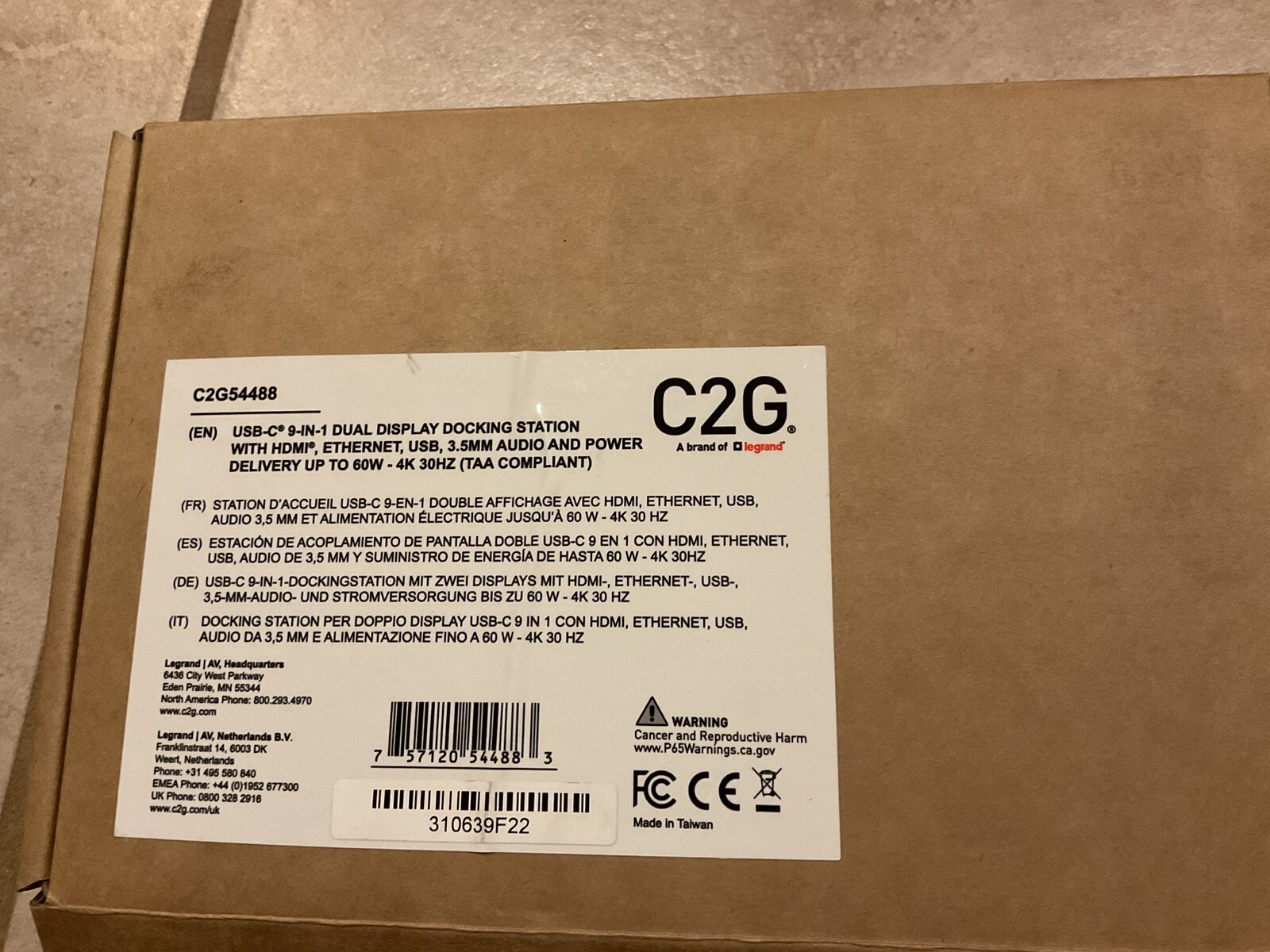 C2G USB-C 9-in-1 Hub Dual Display Docking Station 60W HDMI Ethernet C2G54488