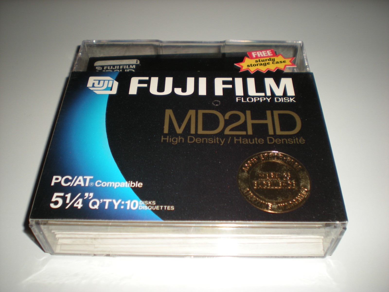 Fuji 5.25 in. MD2HD floppy disks.  5 1/4". Unformatted.  Sealed.  Old stock.