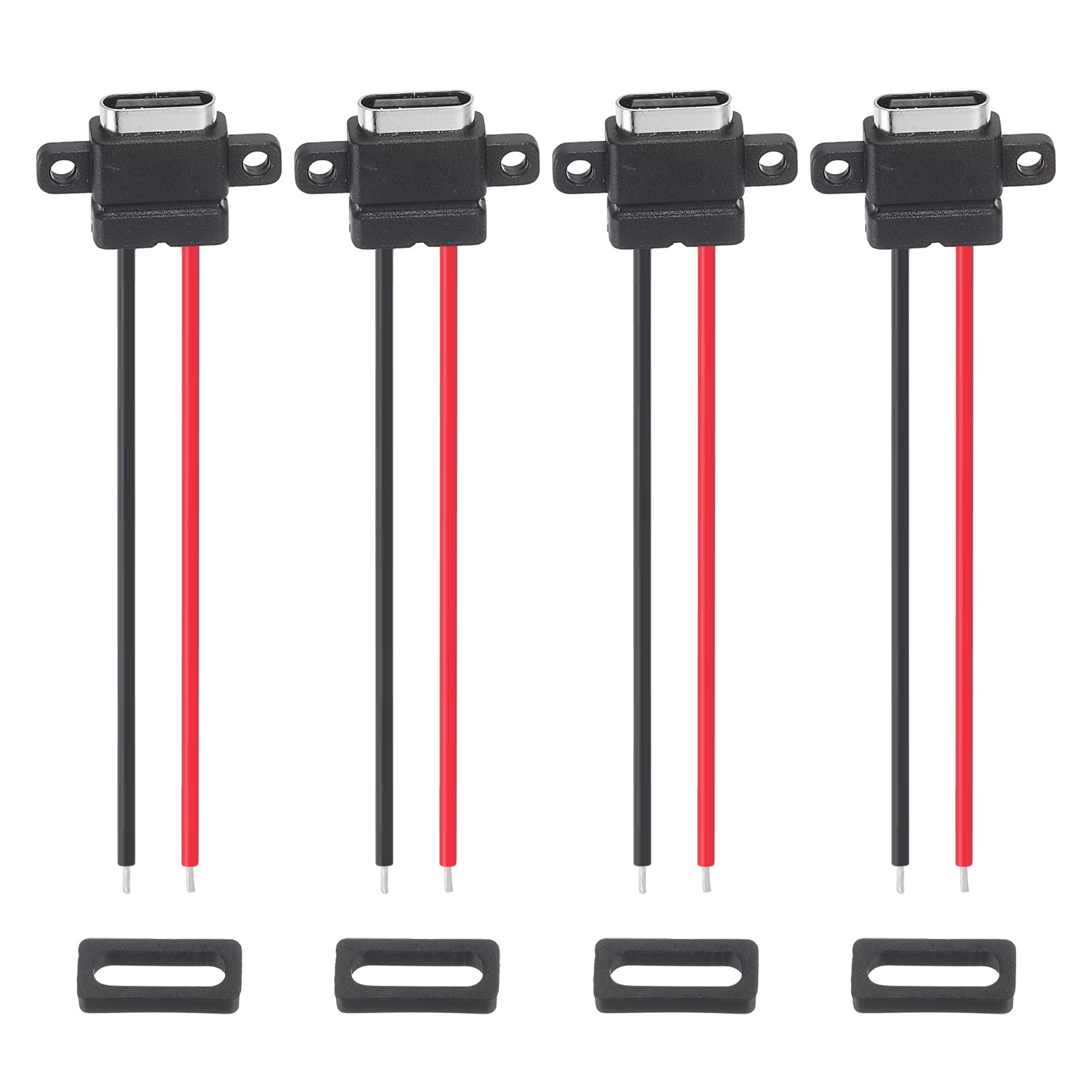 4Pcs Type-C Female 2 Pin Bare Wire Socket, Horizontal Terminal