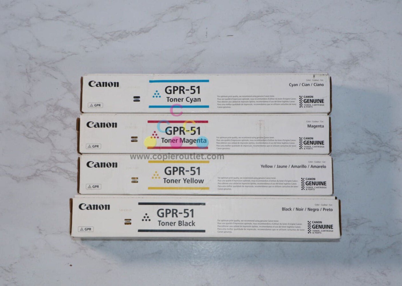 4 New OEM Canon iR ADVANCE C250, C255, C350, C355 CMYK Toner Cartridges GPR-51