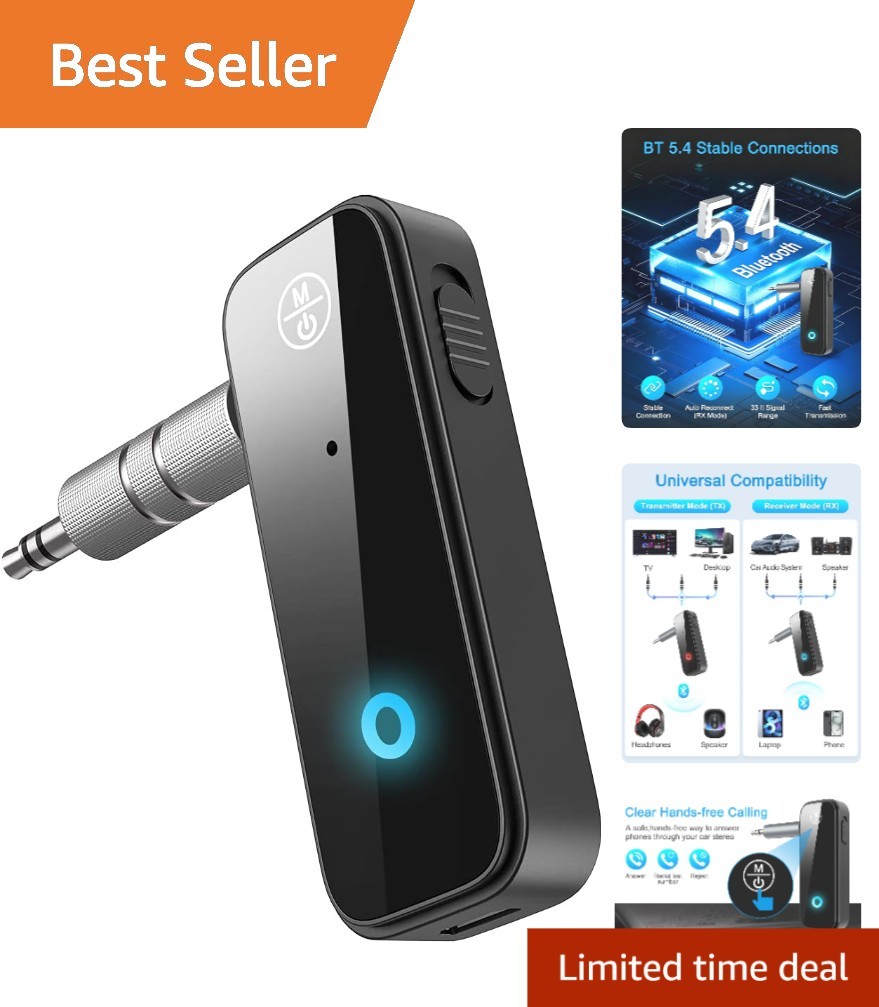 Compact Bluetooth 5.4 Adapter with HD Microphone - Perfect for Cars & Headphones