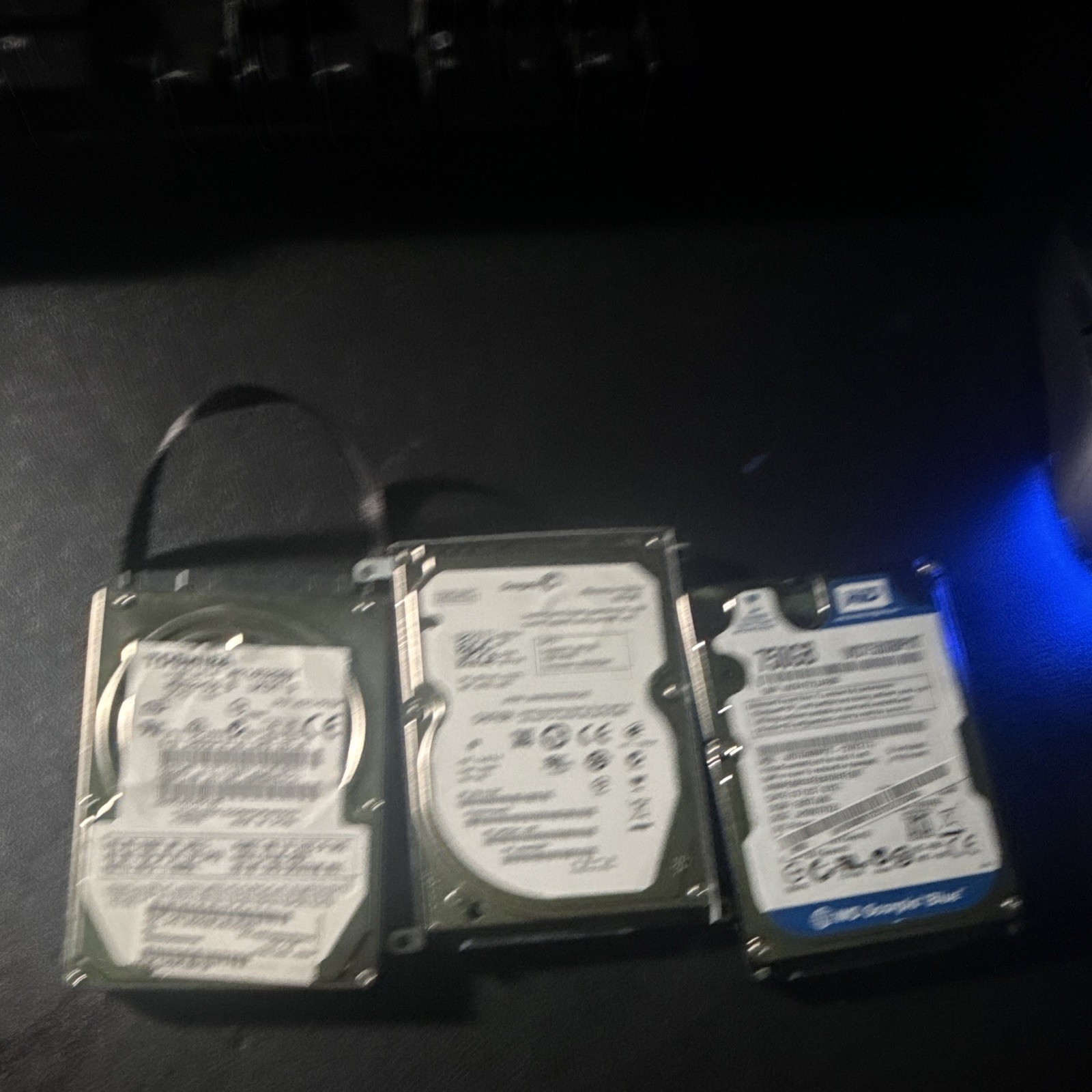 Lot of 3 2.5in SATA Laptop HDDs: WD 750GB Seagate 500GB Toshiba 160GB