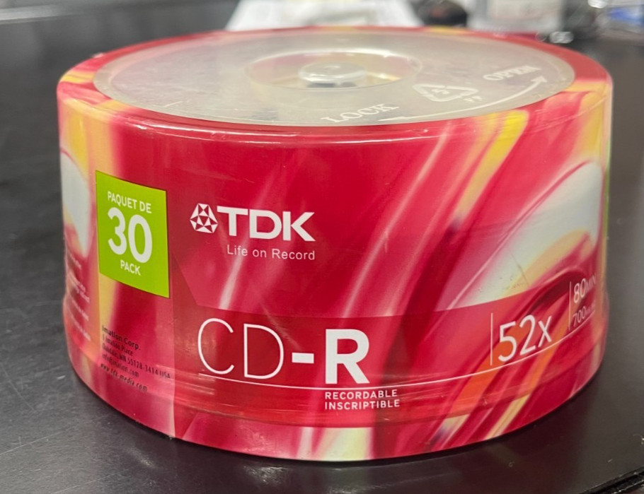 TDK CD-R 30 Pack 52X Blank Discs 700MB 80 Min Recordable Audio Data New Spindle
