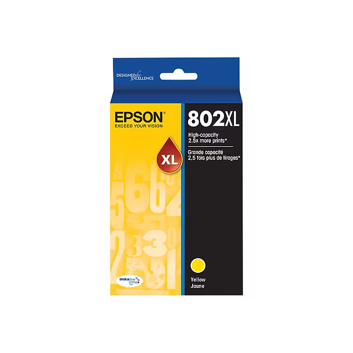 Genuine Epson T802XL Yellow High Yield Ink Cartridge Exp 2021-2026