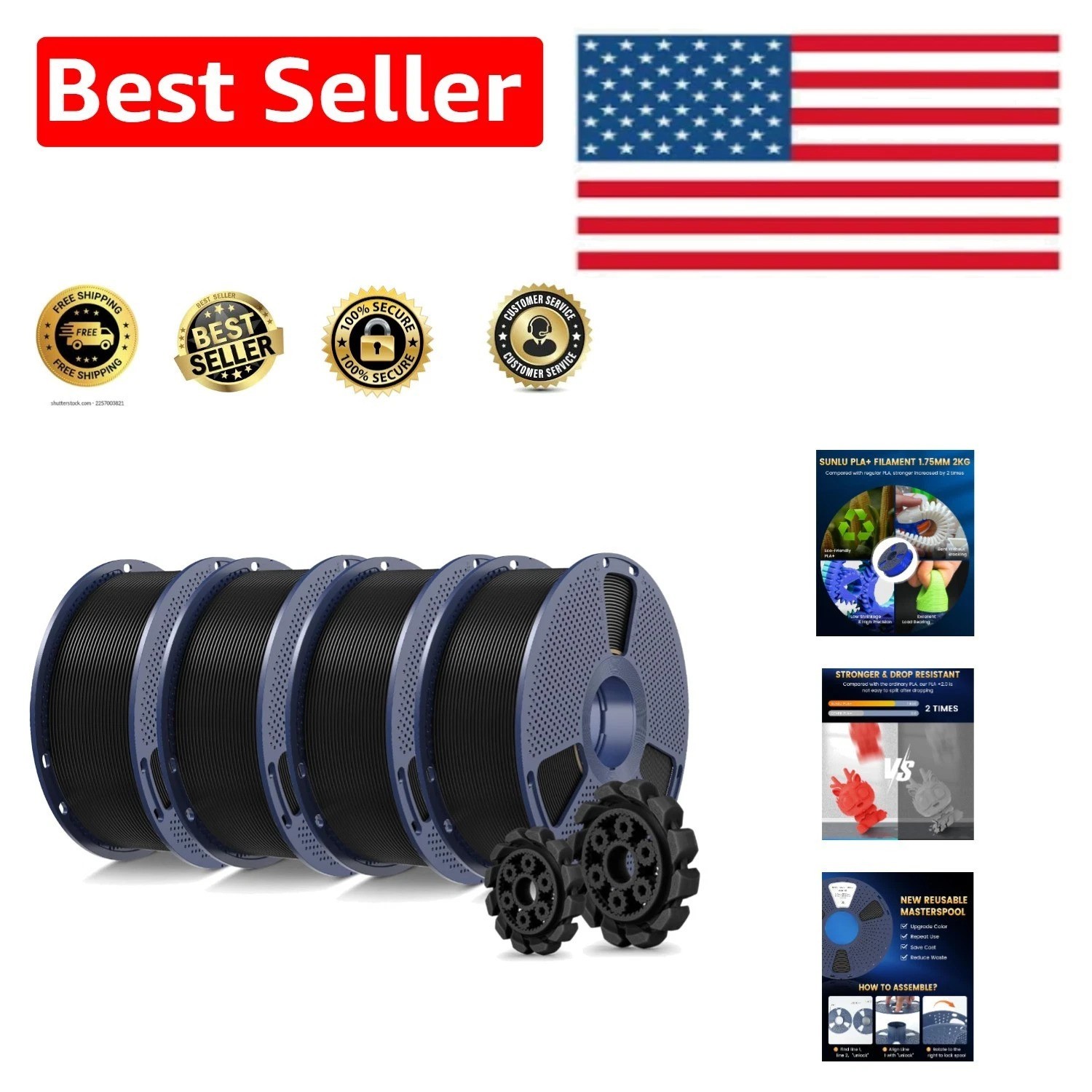 1.75mm Upgrade PLA+2.0 Filament - 4KG Bundle, Dimensional Accuracy +/-0.02mm