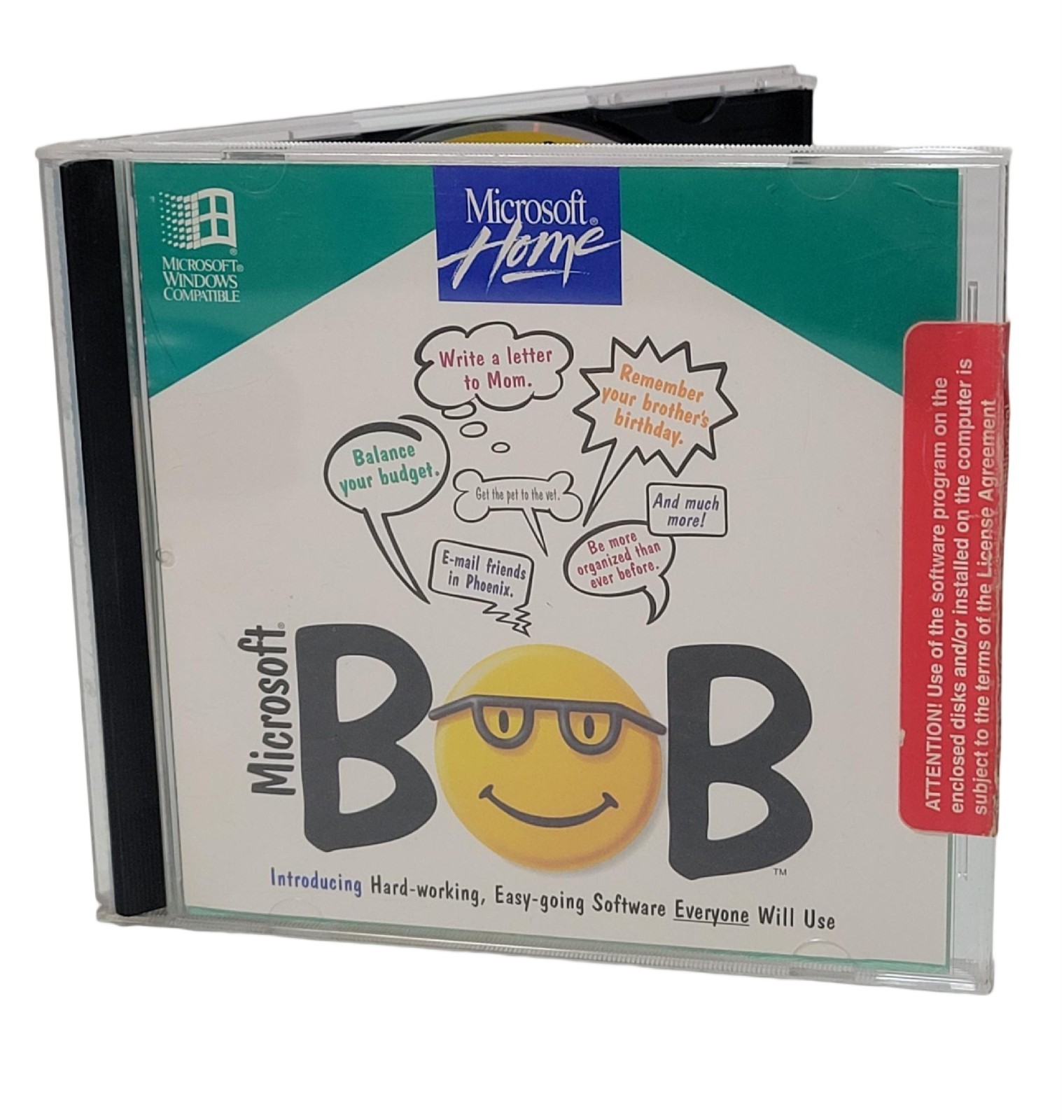 Microsoft BOB for Windows CD and Jewel Case - Rare Vintage - VG Condition 1994