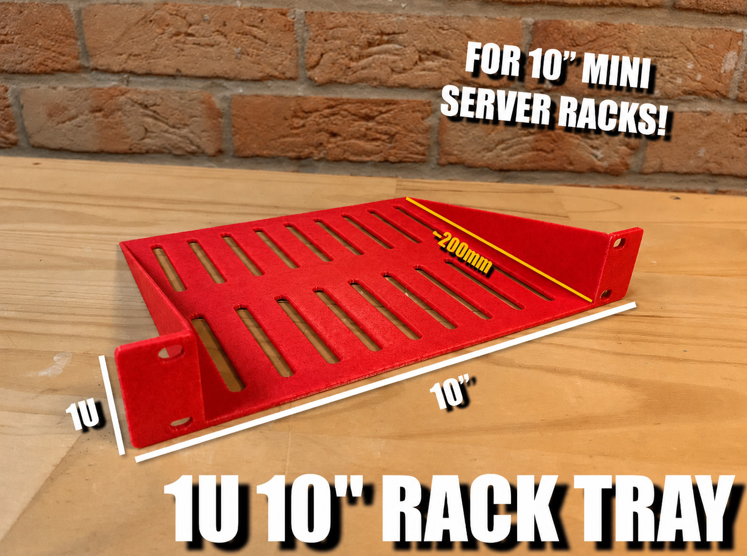 1U 10 Inch Server Rack Tray Shelf Mini Homelab Network 3D Printed Made USA