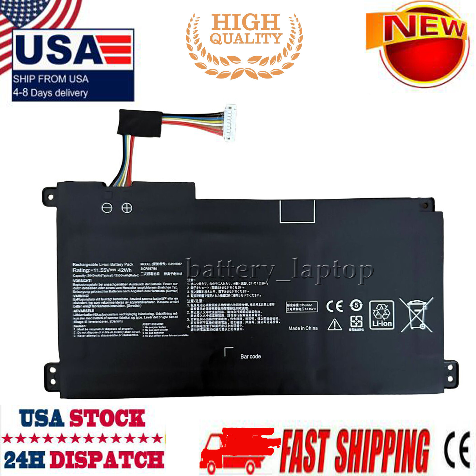 battery For Asus E410K E410KA E410KA E410M E410MA E510 E510M E510MA F414