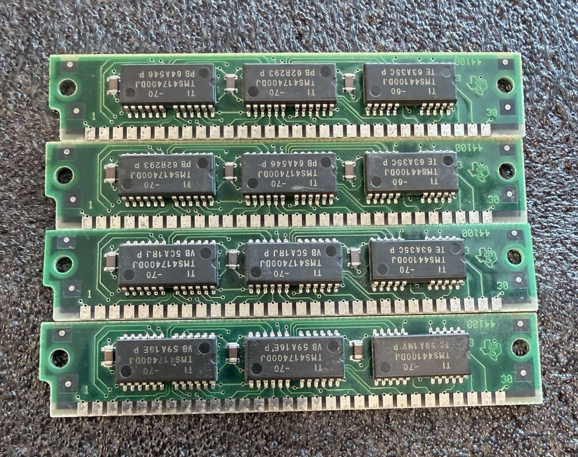 16MB 4 x 4MB 30-Pin SIMM 70ns Silver 9bit FPM Memory PC, IBM 286/386 *TESTED*