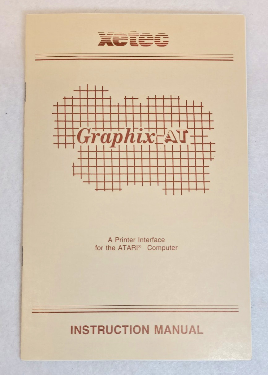 Vintage Atari 8 Bit Graphix AT Printer Adapter by Xetec Instruction Manual