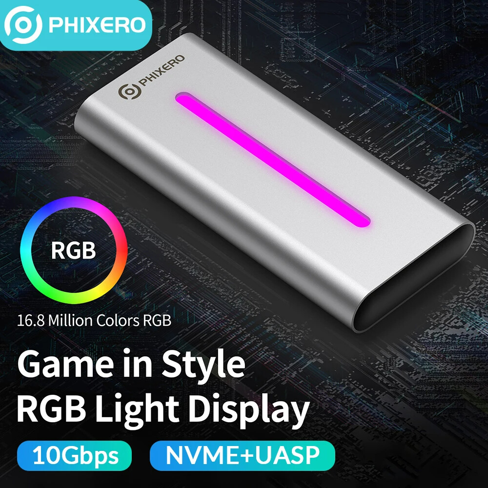 PHIXERO USB 3.2 Gen 2 [10Gbps ] M.2 NVMe SSD Enclosure Hard Drive Enclosure US