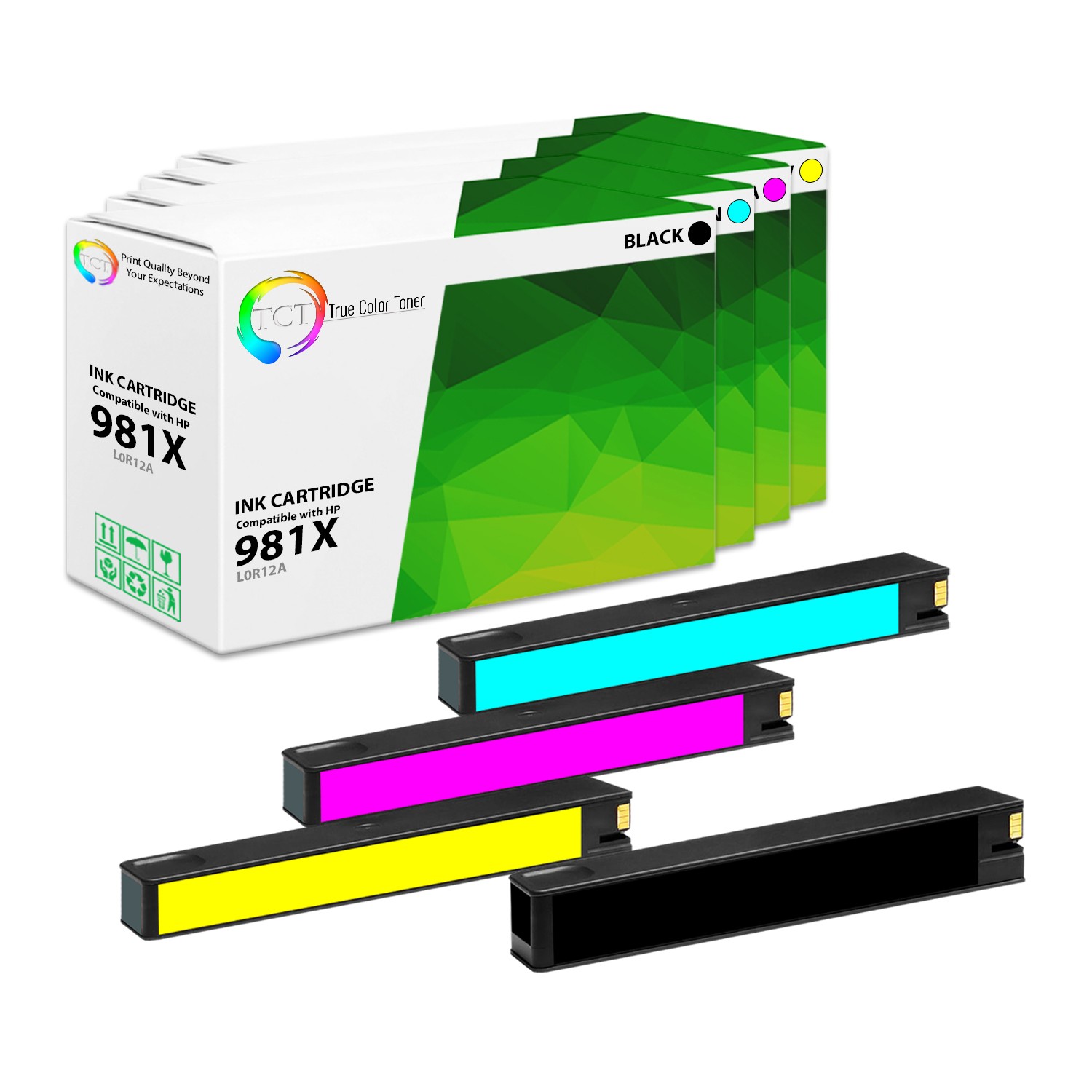 4Pk TCT 981X HY Combo For HP PageWide Color 556dn 556xh MFP 586z Compatible Ink