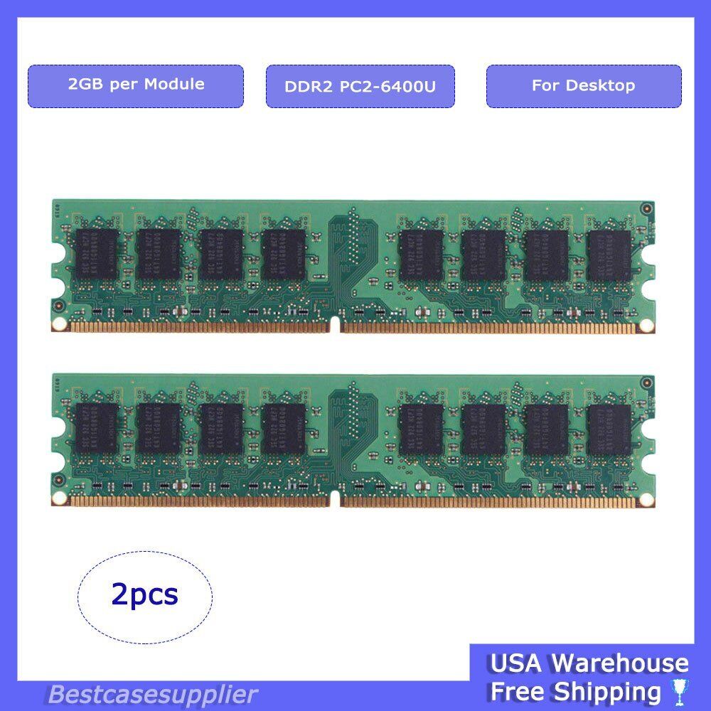 2pcs 2GB OEM For Samsung DDR2 800MHz PC2-6400U DIMM Desktop RAM memory intel New