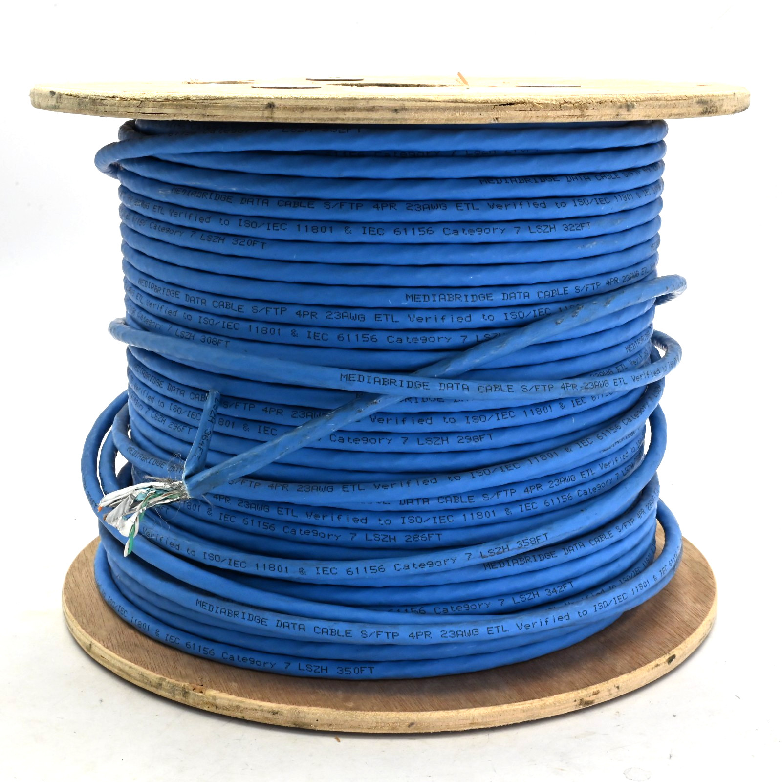 360 ft. Spool Mediabridge Solid Copper Shielded Cat7 LSZH Ethernet Cable, Blue