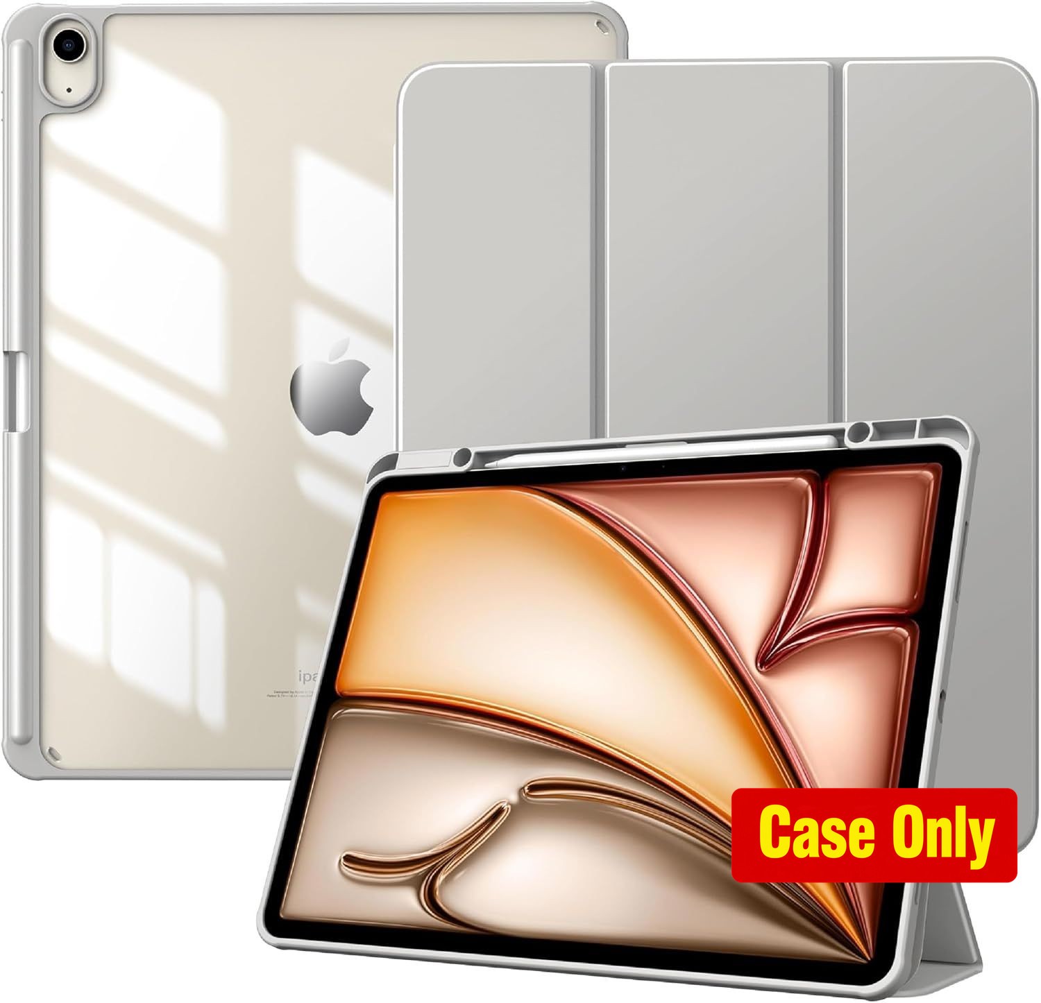 Case for iPad Air 13 inch M4/M3 with Pencil Holder, Light Gray