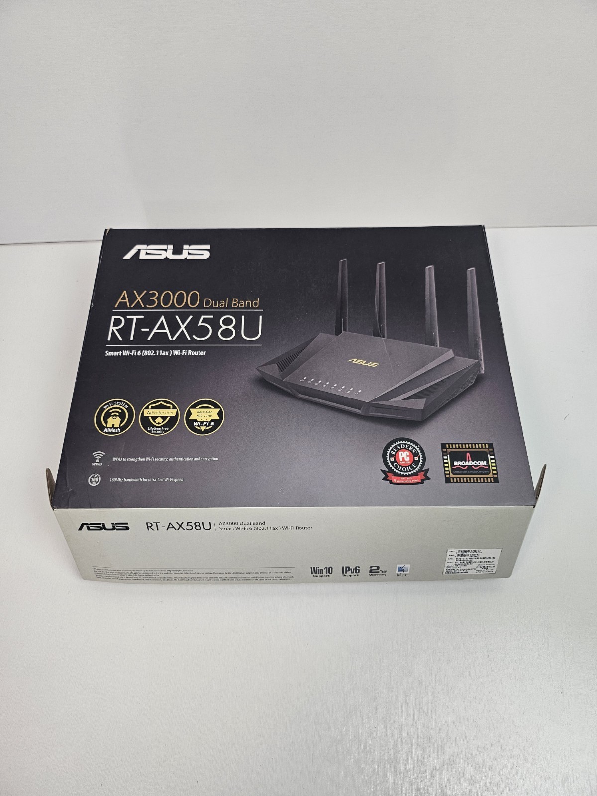 ASUS RT-AX58U AX3000 WiFi 6 Dual-Band Wireless Router, 4 LAN, USB 3.0