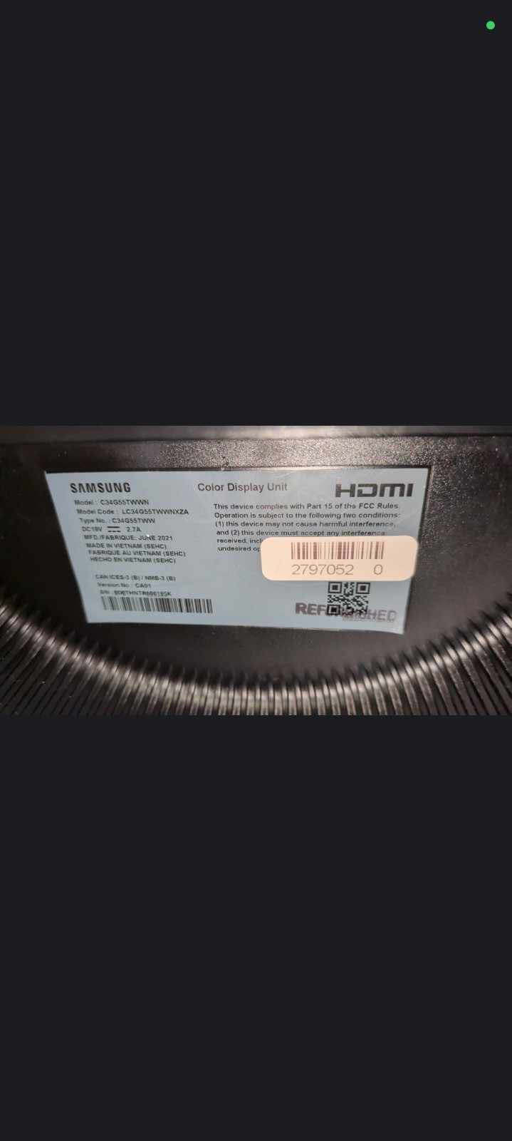 Samsung Odyssey 24in Curved 144Hz 1ms FHD LED HDMI C24G55TWWN