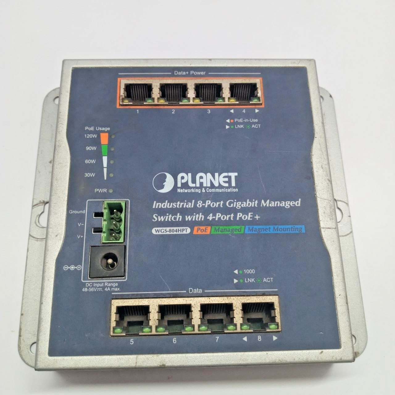 Planet WGS-804HPT Industrial 8-Port Gigabit Wall-Mount Managed PoE+ Switch