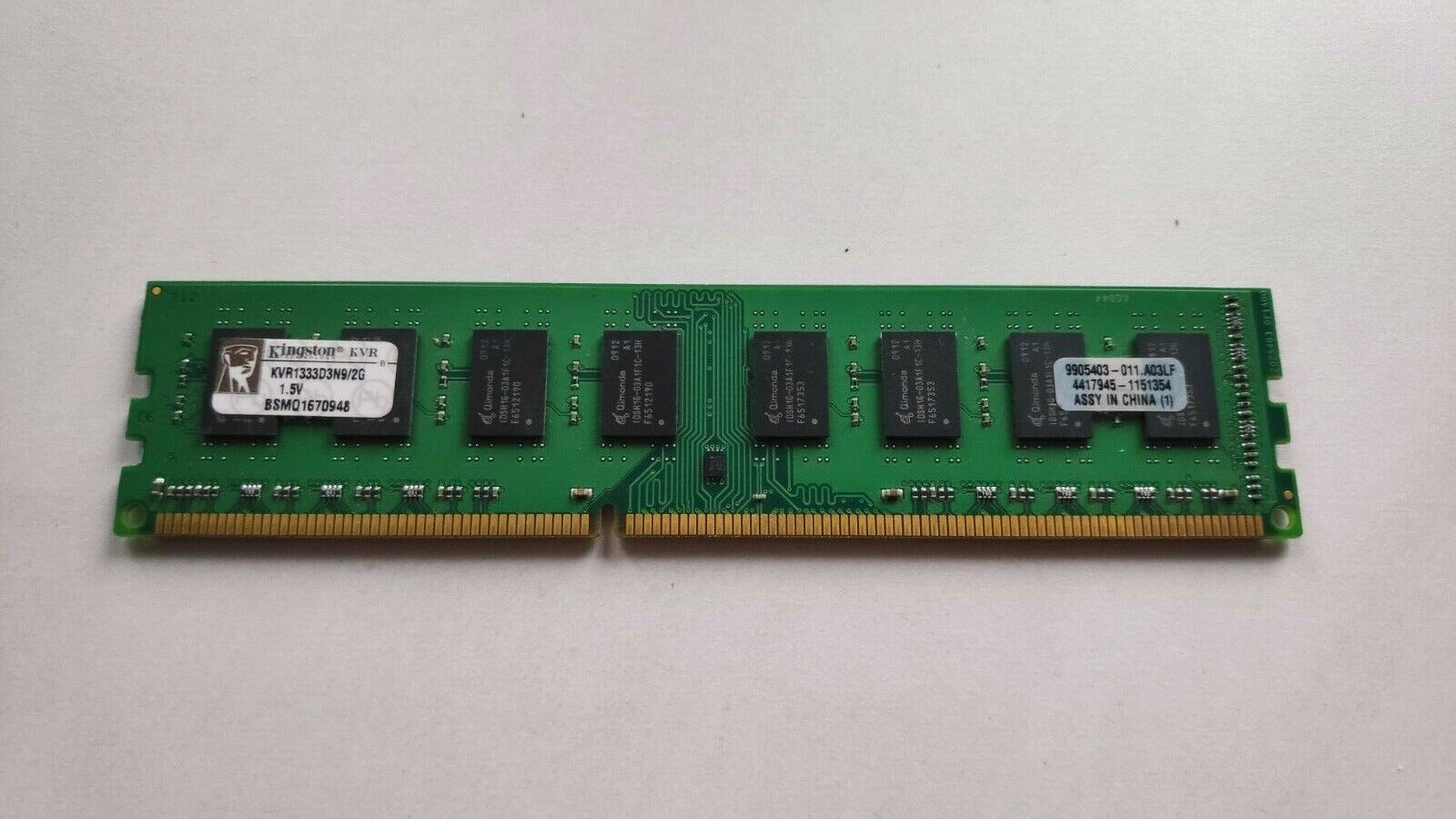 ☆ Kingston KVR1333D3N9/2G 2GB  PC3-10600 DDR3-1333MHz Desktop PC Memory RAM DIMM