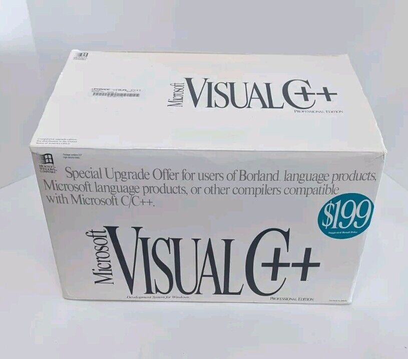 1993 Microsoft Visual C++ Professional Edition NIB Big Box