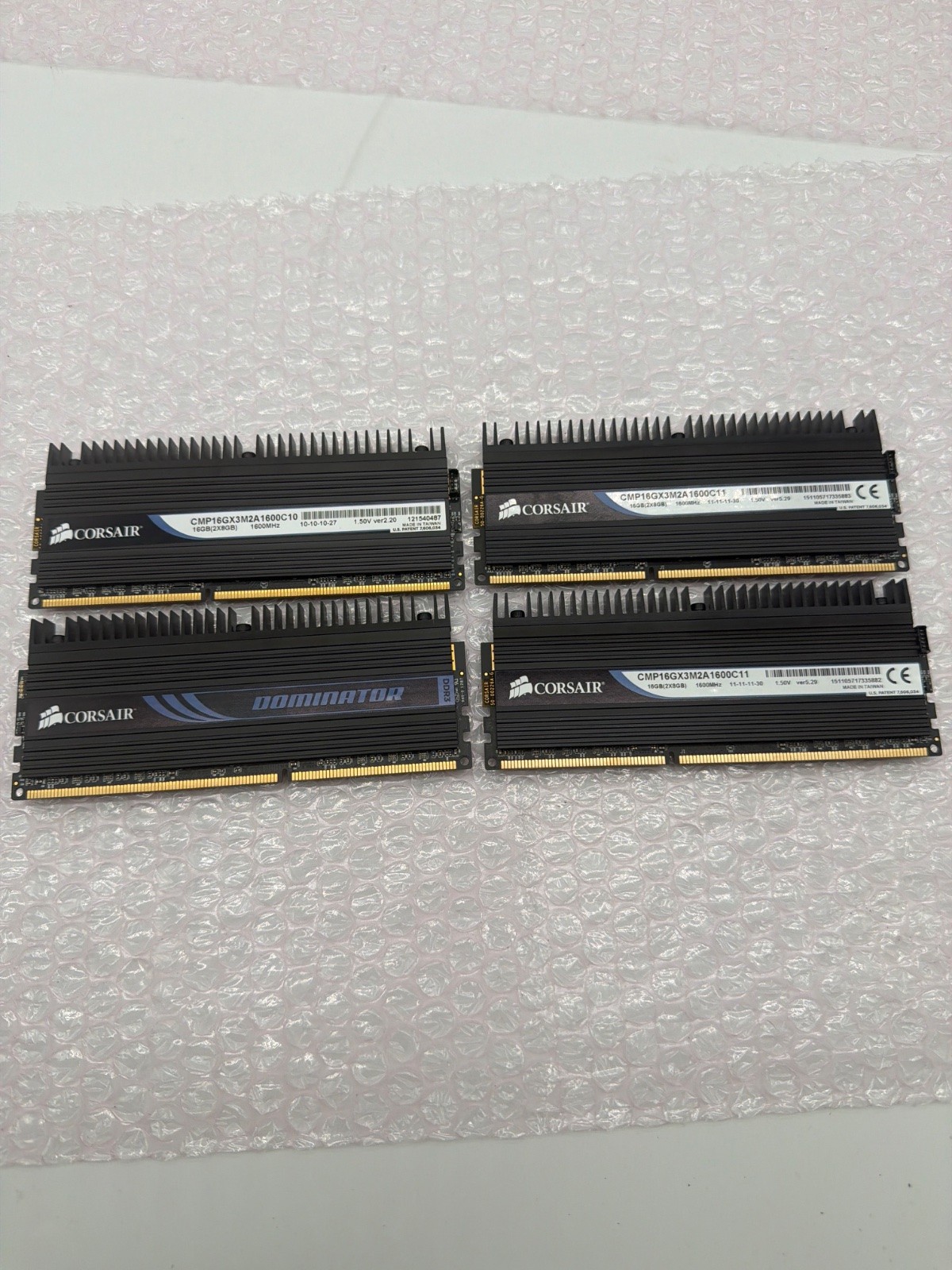 Lot of 4 Corsair Dominator 8GB DDR3 1600MHz RAM Modules 32GB Total CMP16GX3M2A