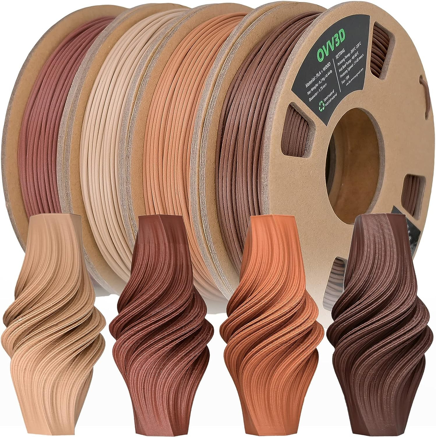 Wood 3D Printer Filament Bundle, Wood PLA Filament 1.75Mm Bundle, Wood Filament