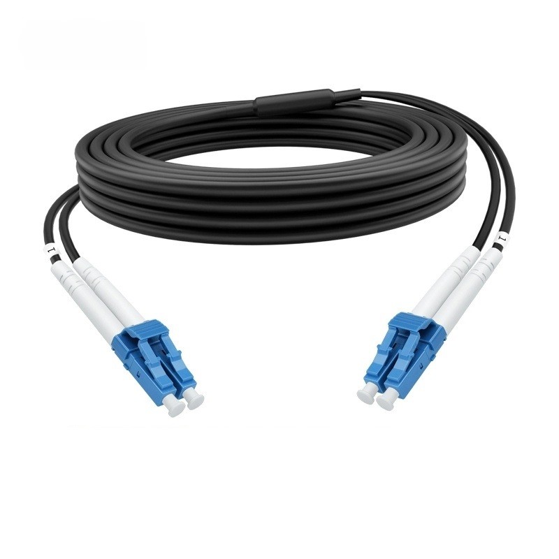 Black Armored Fiber Patch Cord Cable Outdoor LC DX Singlemode Underground Jumper