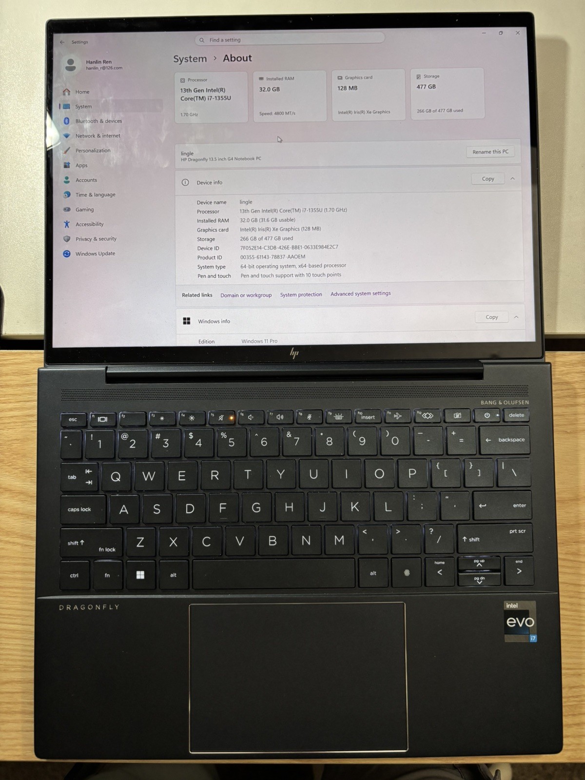 HP Elitebook Dragonfly G4 14” Touchscreen Intel Core i7-1355U RAM 32GB SSD 1 TB