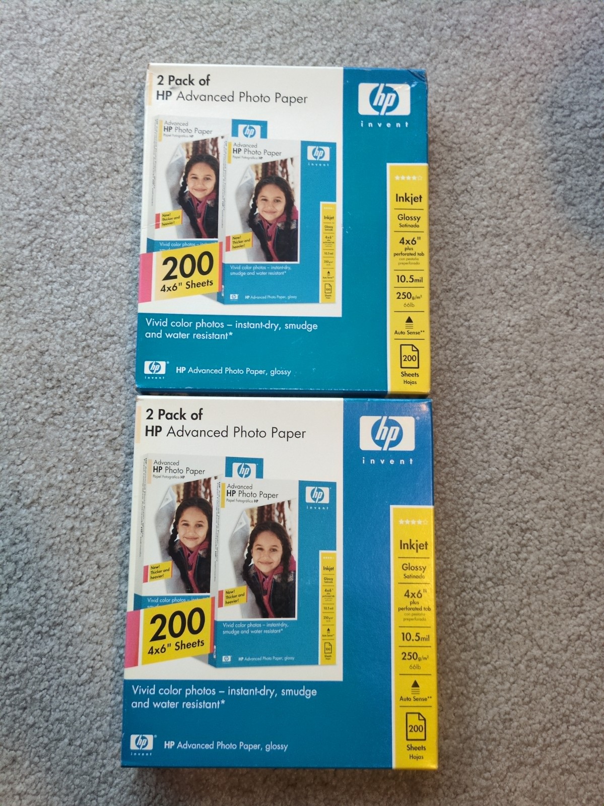 Lot Of 2 HP Advanced Photo Paper, glossy 4x6", Sealed, 200 Sheets OFFERS WELCOME