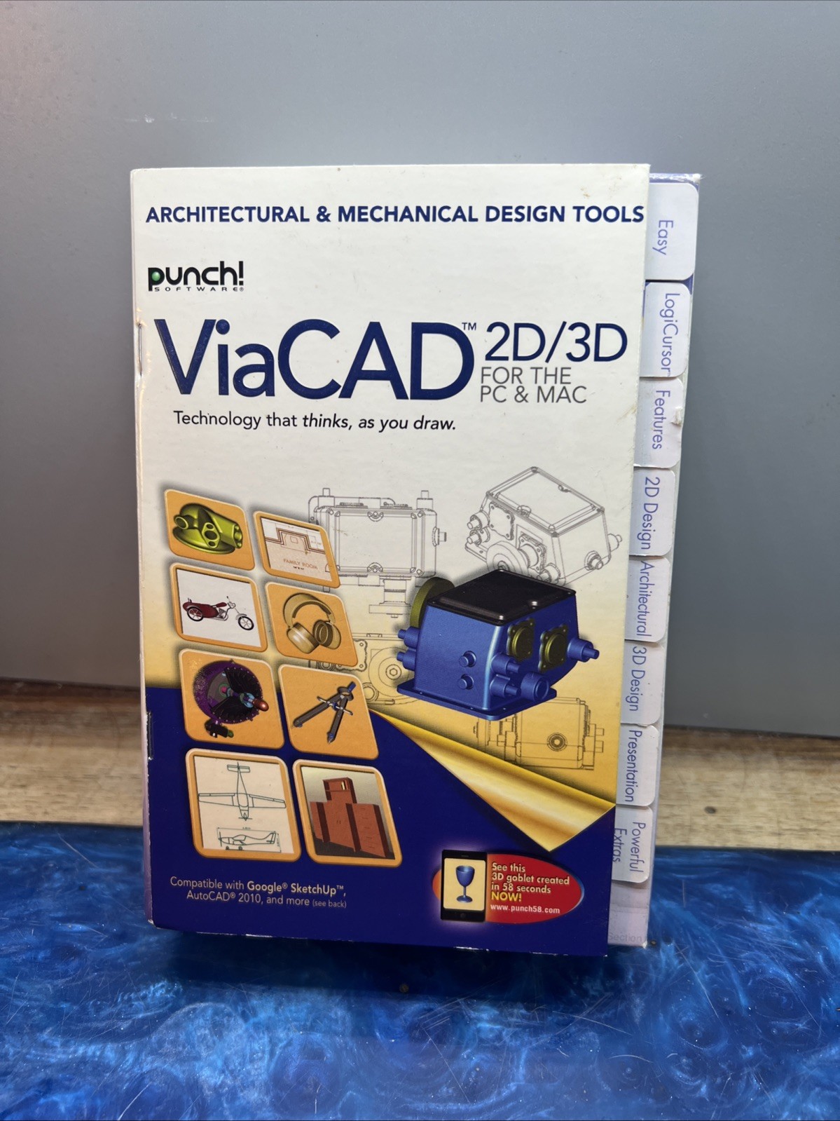 Vintage PC Software Punch Viacad 2d/3d Version 7 For Mac & PC New Sealed