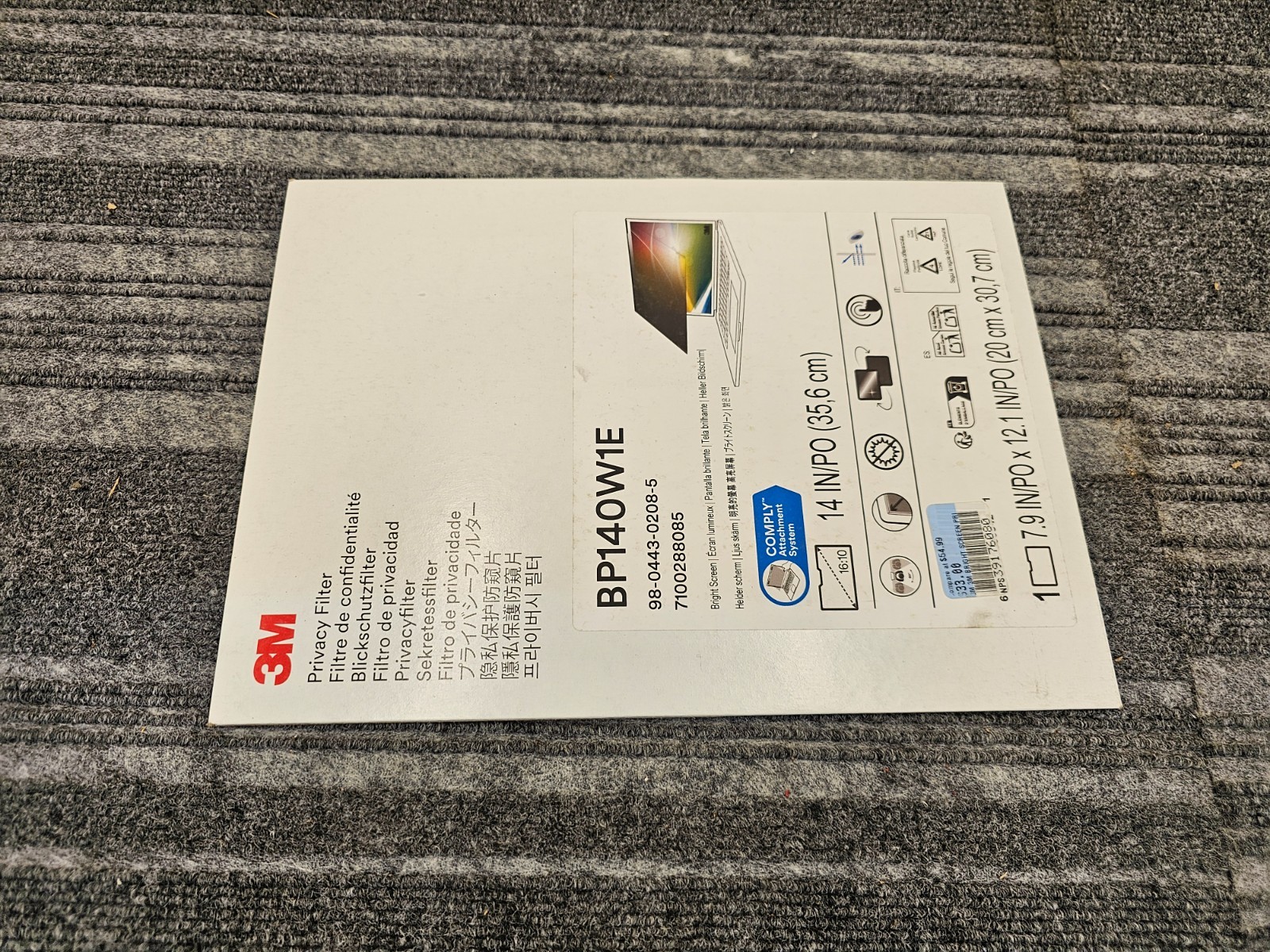 3M BP140W1E Bright Privacy Filter Scratch Resistant For 14" Full Screen Laptop