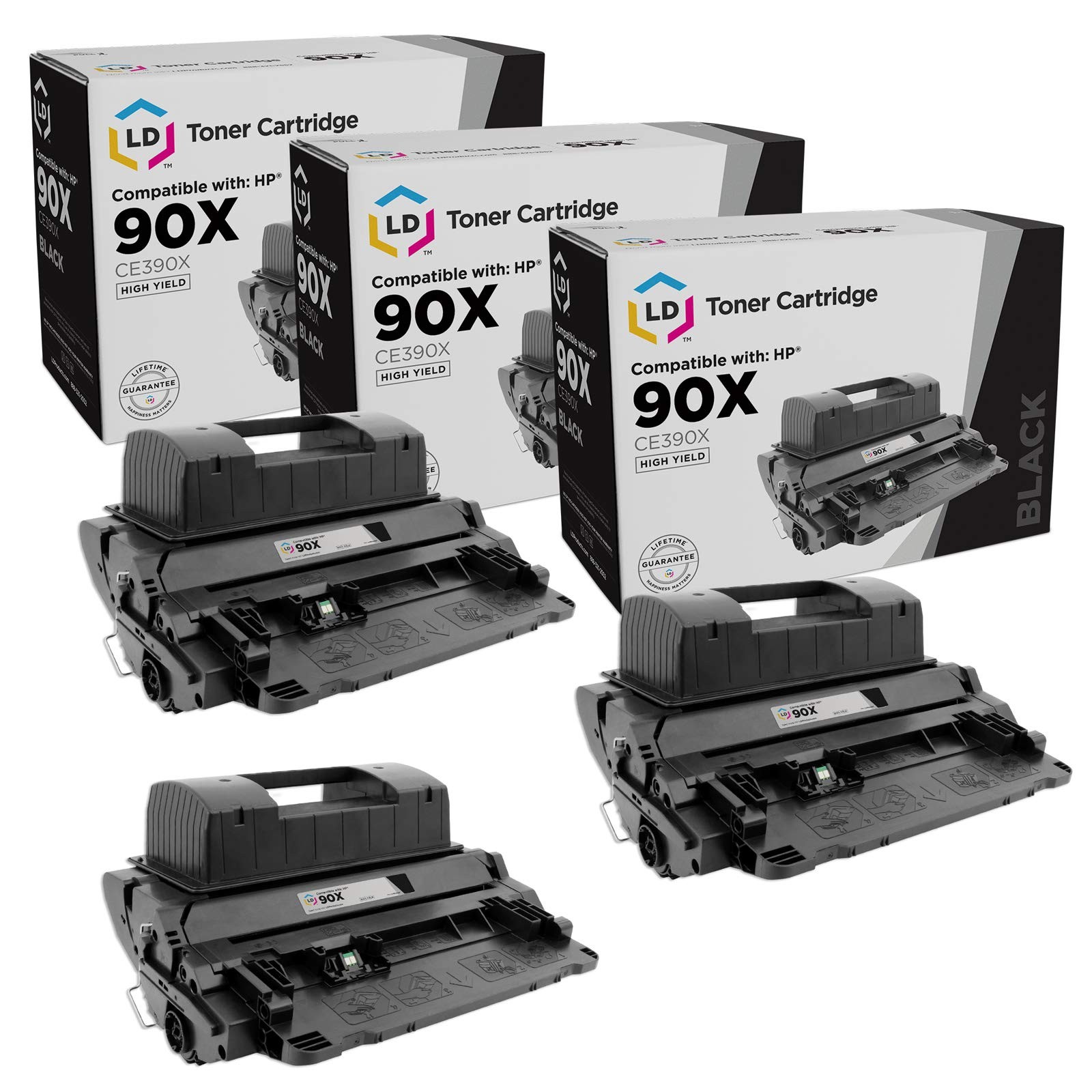 3PK LD Replacement CE390X Compatible With HP 90X Black Toner for M602 M603dn