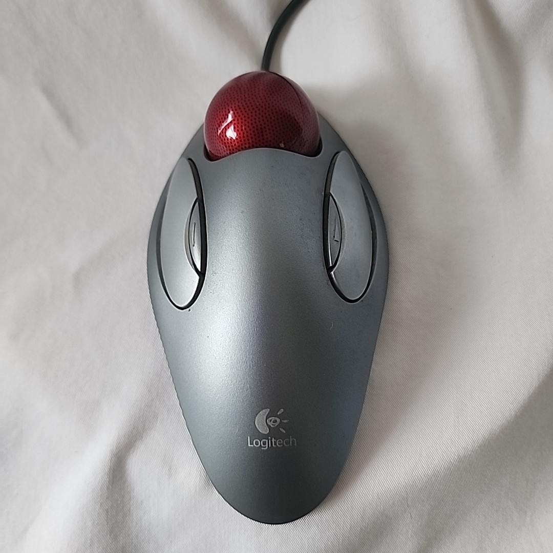 Logitech T-BC21 (logi) USB Wired Optical Trackman Red Marble Mouse Trackball 