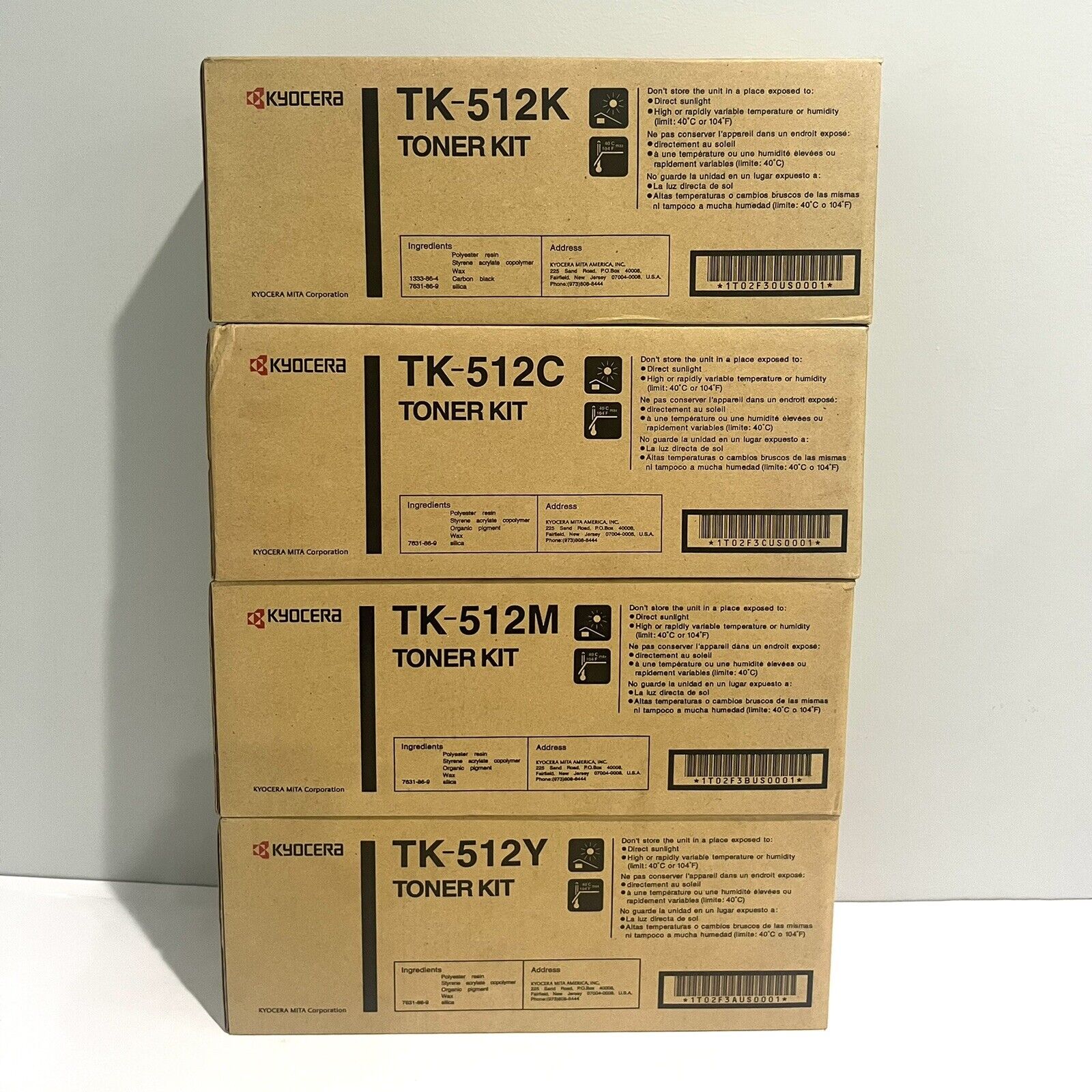 KYOCERA  TK-512C-TK-512K-TK-512M-TK-512Y OEM Toner Set x4, FS-C5020N,C5030N  